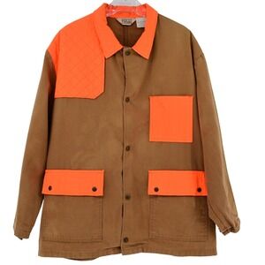 2XL Vintage Walls Duck Canvas Upland Hunting Jacket Brown & Blaze Orange Coat